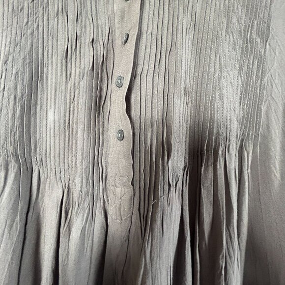 Sundance Womens Gray Pleated Button Front Long Sleeve Blouse Top Small Casual - Picture 3 of 8